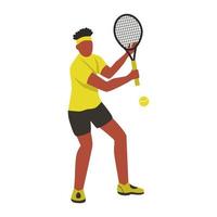 un joven jugando al tenis. un personaje plano. ilustración vectorial. vector