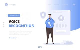 Voice recognition access concept on landing page design vector