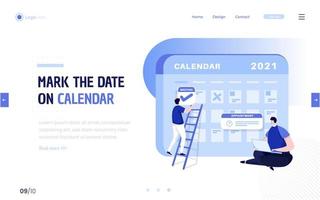 Mark the date on calendar for meeting booking concept vector