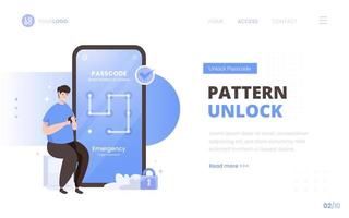 Pattern unlock access concept on landing page design vector