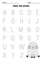 Learning alphabet. Tracing letters. Cute Easter sheep. vector