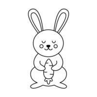 Vector image of cute black and white Easter rabbit.