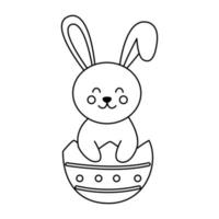 imagen vectorial de un lindo conejo de Pascua en blanco y negro. vector