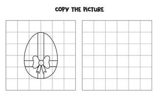 Copy the picture of black and white Easter egg. Logical game for kids. vector