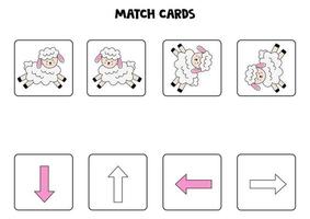 Left, right, up or down. Spatial orientation with cute Easter sheep. vector