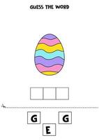 Spelling game for kids. Cute cartoon Easter egg. vector