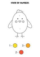 Color cute Easter chicken by numbers. Worksheet for kids. vector