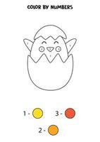 Color cute Easter chicken by numbers. Worksheet for kids. vector