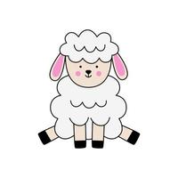 Vector image of cute Easter lamb sitting.