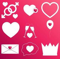 Set of heart icons on gradient pink color background for St. Valentines Day vector