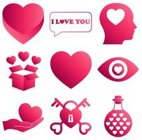 Set of heart icons with gradient pink color for St. Valentines Day vector