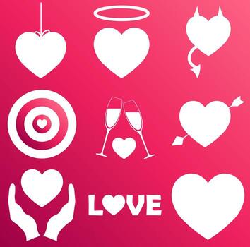 Set of heart icons on gradient pink color background for St. Valentines Day vector