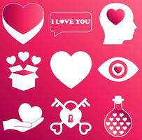 Set of heart icons on gradient pink color background for St. Valentines Day vector