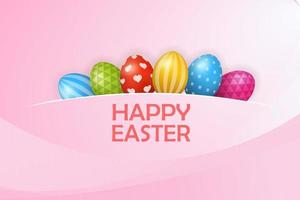 Happy Easter banner template with color eggs vector