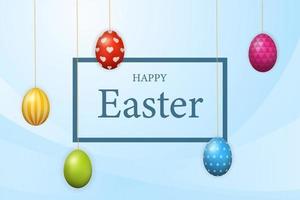 Happy Easter banner template with color eggs vector