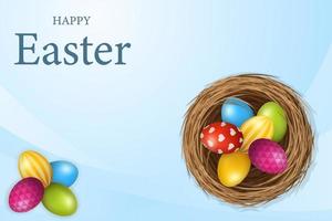 Happy Easter banner template with color eggs vector