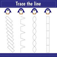 Trace the line. Activity worksheets for kids vector