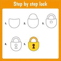 Drawing tutorial for door lock vector