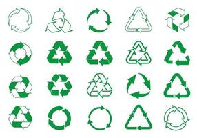 Green circle arrows on white background. Set vector Icons.