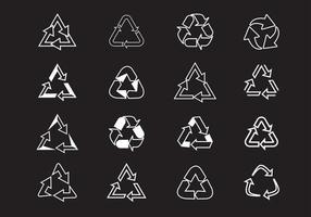 Set white circular arrows on black background. Vector Icons.