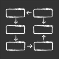 Connection diagram chalk icon. Wiring chart. Progress stages, process steps visualization. Network diagram with rectangular shapes. Closed cycle report. Isolated vector chalkboard illustration