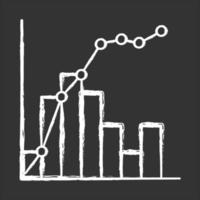 icono de tiza de curva de pareto. tabla de información y gráfico. Visualización de la regla 80-20. distribución de la riqueza social. diagrama de negocios. correlación financiera. ilustración de pizarra de vector aislado