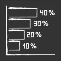 Horizontal histogram chalk icon. Rising interest rate chart. Increasing graph bars with numbers. Diagram with segments. Economical report. Business strategy. Isolated vector chalkboard illustration