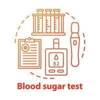 Blood sugar testing devices concept icon. Controlling glucose level idea thin line illustration. Equipment, glucometer for diabetic patients. Vector isolated outline drawing. Editable stroke..