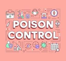 Poison control word concepts banner. Toxin safety. Antidote development, research laboratory. Presentation, website. Isolated lettering typography idea with linear icons. Vector outline illustration