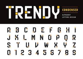 Modern Condensed Bold Alphabet Letters and numbers, Minimal italic Letters set for universal, Branding, Identity. vector