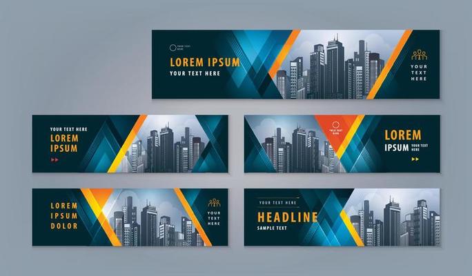 Modern Geometric Triangle cover header background for website, Social Media, ads bannerAbstract banner design web template Set, Horizontal header web banner