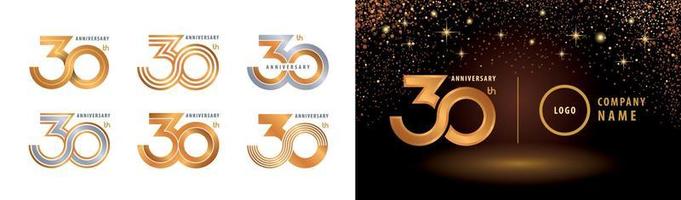 Set of 30th Anniversary logotype design. Thirty years anniversary celebration. Infinity loop logo vector. vector