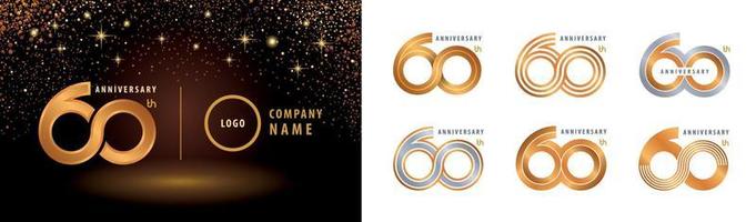 Set of 60th Anniversary logotype design. Sixty years anniversary celebration. Infinity loop logo vector. vector