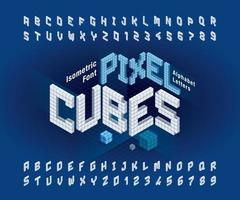 Vector of Cube Alphabet Letters and numbers, Abstract 3d Isometric Pixels stylized fonts