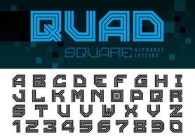 Three line Square Alphabet Letters and numbers, Geometric Bold Letter Font set for Sport. vector
