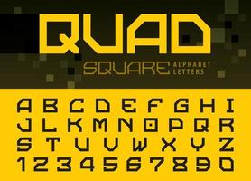 Square Bold Alphabet Letters and Numbers. Geometric letter Font set for Technology, Sport, Futuristic Future. vector