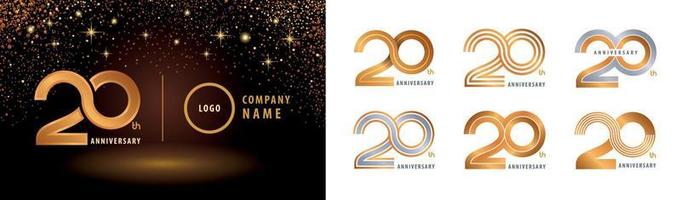Set of 20th Anniversary logotype design, Infinity loop logo vector. Twenty years anniversary celebration vector