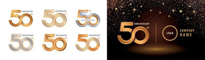 Set of 50th Anniversary logotype design, Infinity loop logo vector. Fifty years anniversary celebration. vector