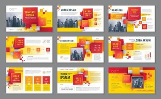 Presentation Templates, Abstract Red 3D Cube blocks Background vector Template Brochures