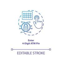 Enter 4-Digit ATM pin blue gradient concept icon. Password request idea thin line illustration. Money withdrawal procedure. Cashpoint, cashline. Financial operation. Vector isolated outline drawing