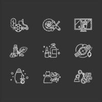 E commerce departments chalk icons set. Online shopping categories. Beauty and personal care. Fashion. Jewelry and watches. Auto parts. Sports and outdoors. Isolated vector chalkboard illustrations