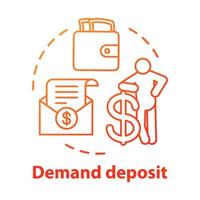 Savings concept icon. Demand deposit idea thin line illustration. Available funds, finances. Regular, everyday bank account for withdrawal. Vector isolated outline drawing