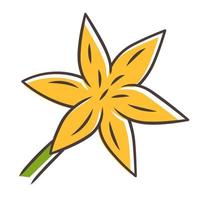 Common star lily yellow color icon. Blooming wildflower. Spring blossom. Toxicoscordion fremontii plant. Meadow deathcamas flower. Star zigadene. Isolated vector illustration