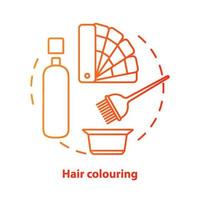 Hair colouring blue concept icon. Hair highlighting and dyein idea thin line illustration. Hairdresser salon, hairstylist parlor. Red gradient vector isolated outline drawing. Editable stroke