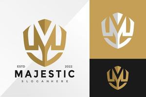 Letter MY or YM Shield Logo Design Vector illustration template