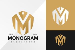Letter M Shield Luxury Logo Design Vector illustration template