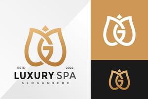 G Monogram Luxury Flower Spa Logo Design Vector illustration template