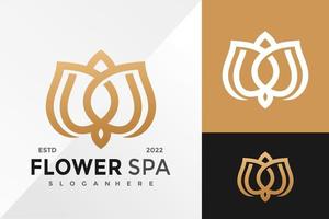 M Monogram Flower Spa Logo Design Vector illustration template