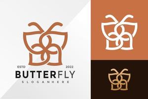 Luxury Butterfly Line Logo Design Vector illustration template