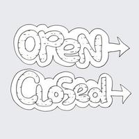 Open Sign Closed. for use in cafes, buildings, shops and others vector